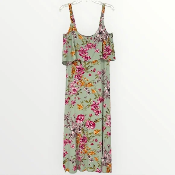 NEW Blu Heaven Women Dress Sleeveless Mint/Floral Print Soft Stretch  Pockets NWT